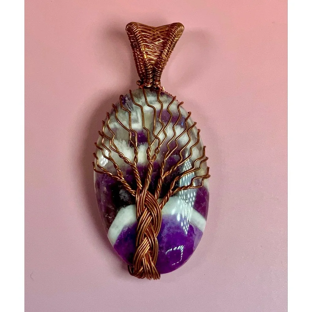 💜🌳 Chevron Amethyst Tree of Life Pendant 🌳💜